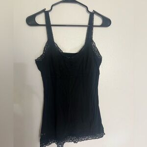 Vintage millennial camisole black with lace detail and built in unpadded support